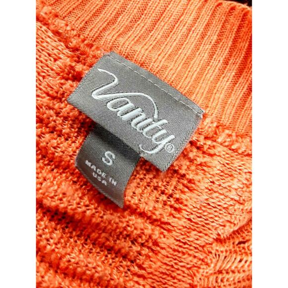 Vanity Cardigan Crocheted Sweater Short Sleeve Open Front Small Coral - Picture 7 of 7